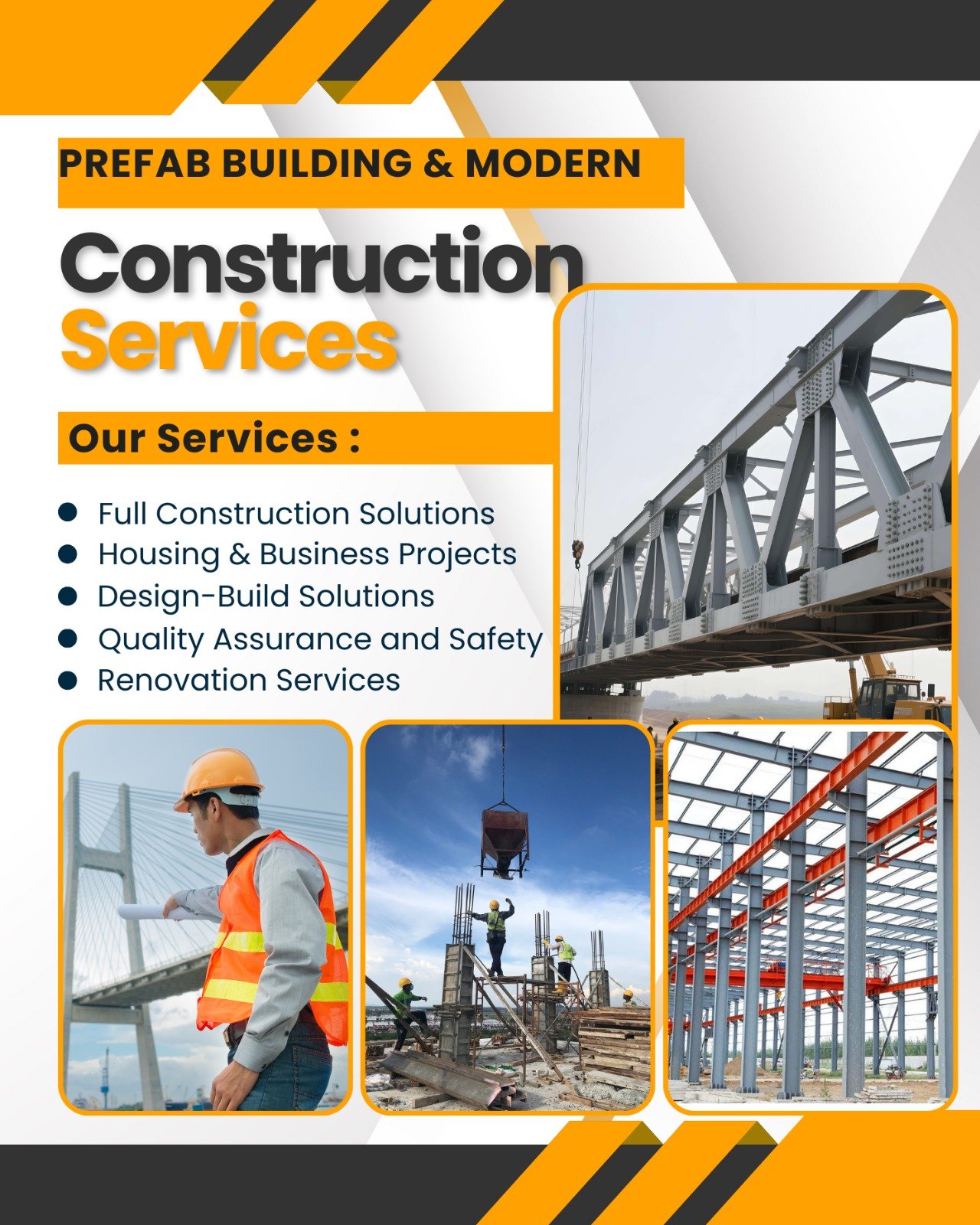Engineered prefab buildings for residential, commercial, and industrial applications.